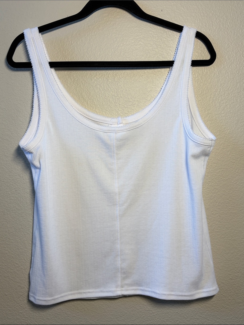 Lovesick White Button-Front Pointelle. Ribbed Tank - Picture 4 of 5